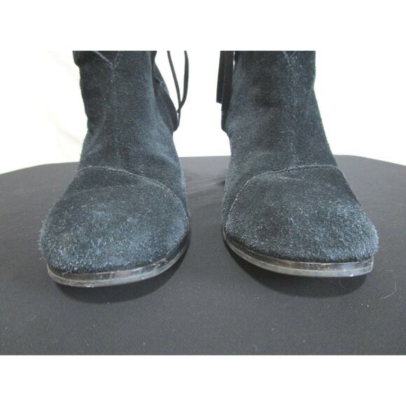 Tom's Black Suede Side Zip Block Heel Ankle Booties Women Size 7.5 - Picture 4 of 10